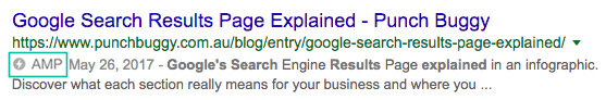 AMP Page In Google Search Listing