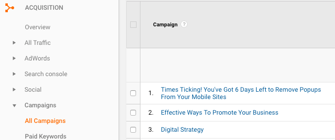 Google Analytics Campaign Data