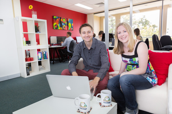 Emily and Ryan Fitton with the web design office