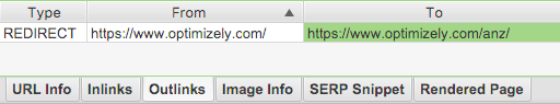 Screaming Frog Redirect Example