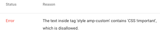 AMP Error Example