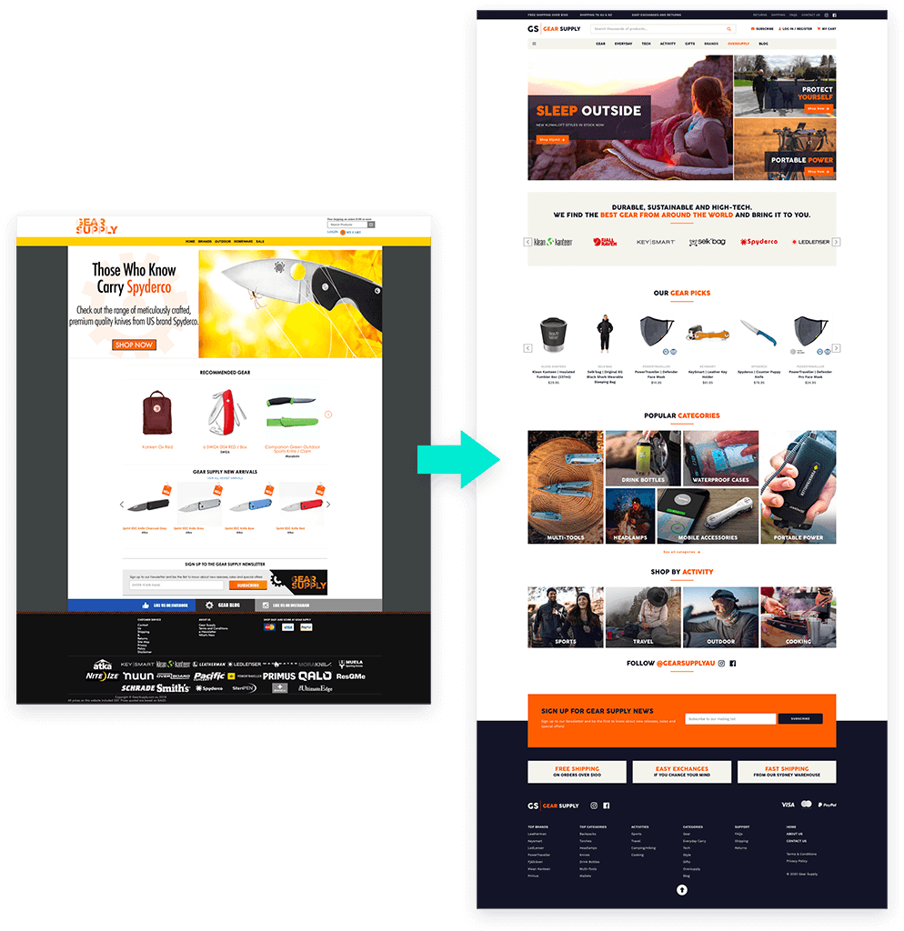 Gear Supply Website Before and After